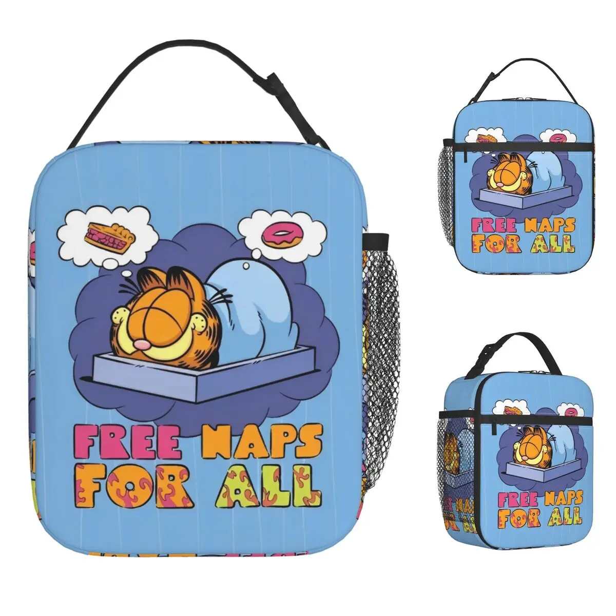 

Изолированные сумки для обеда Garfields, многоразовая сумка-холодильник Контейнер для обеда Бесплатные ворсы для всех больших вместительных ланч-боксов для еды