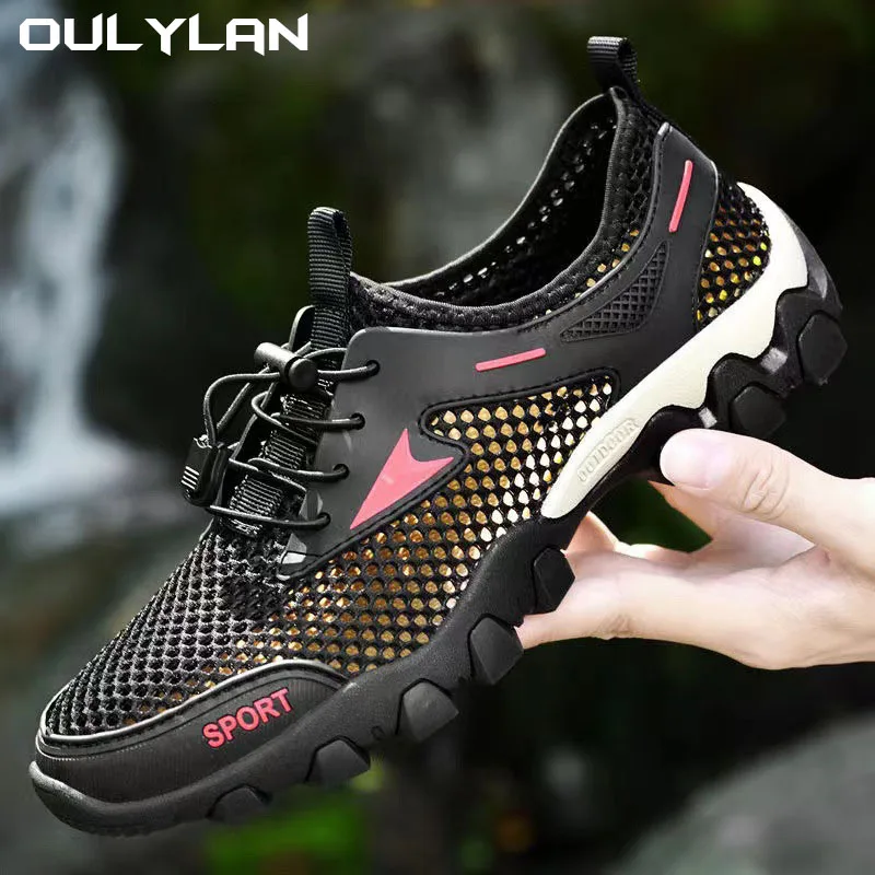 

Oulylan Comfortable Mesh Anti-slip Walking Sneakers Climbing Wading Shoes Breathable Hiking Shoes Casual Soft Sole Lightweight