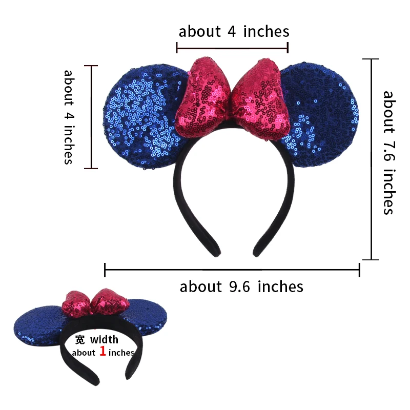 2024 Disney Mouse Ears Headband Girls And Kids 4 Inch Polka Dot Bow Hairdband Holiday Party Travel DIY Hair Accessories