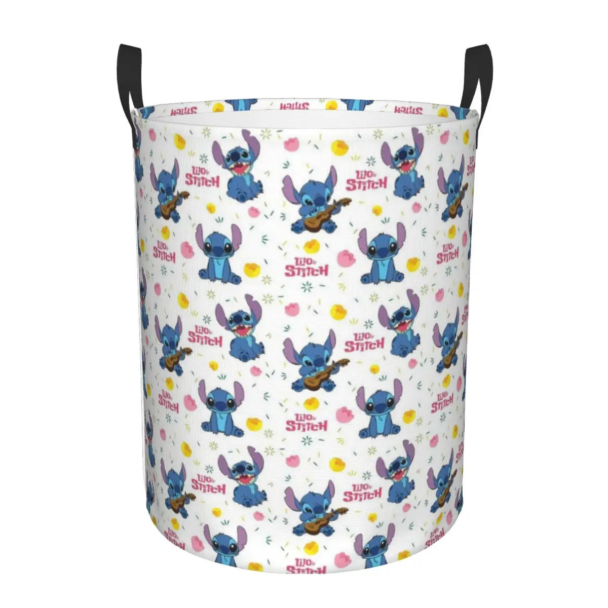 Customized Stitch Anime Pattern Laundry Hamper Large Storage Basket Disney Girls Boys Toy Organizer