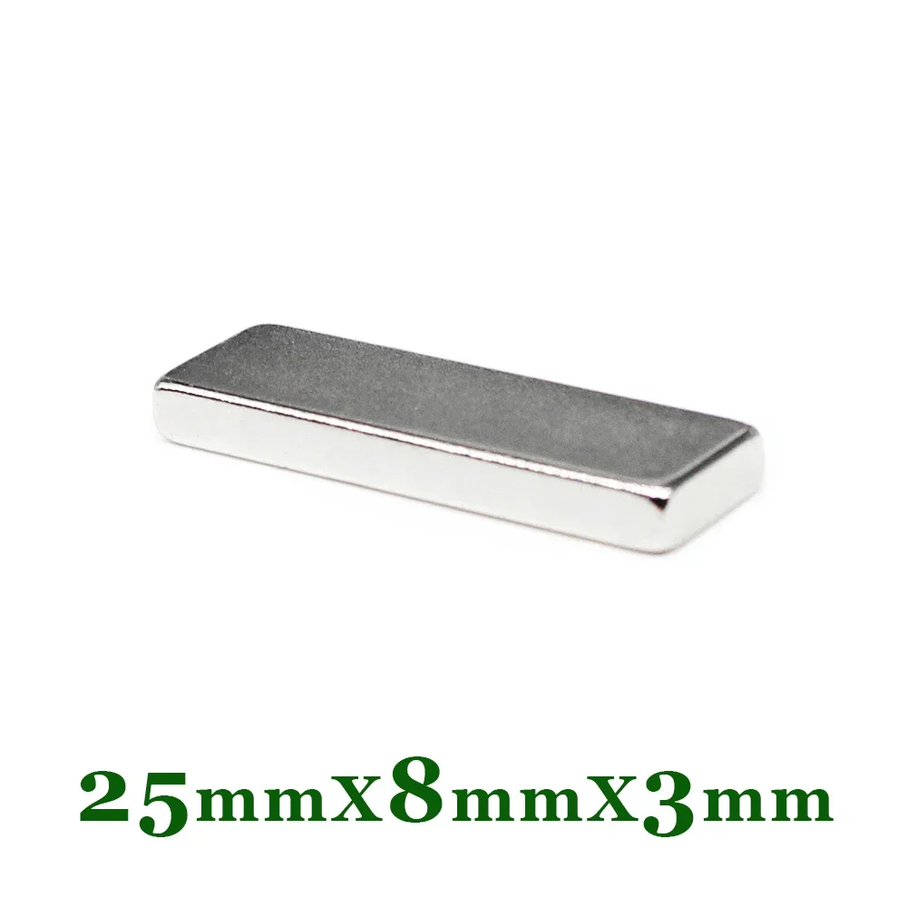 25x8x3 Thin Quadrate Strong Powerful Magnets N35 Block Rare Earth Neodymium Magnet 25x8x3mm 25x8x3