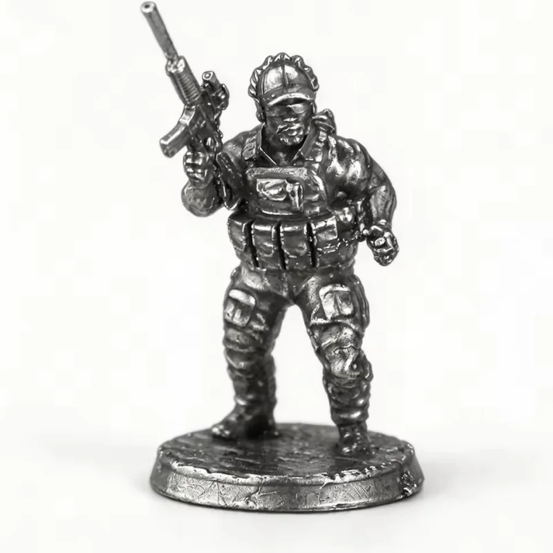 Metal Modern Tactical Soldier Miniature Figure, White Copper Tabletop Wargame Figurine, Desktop Decoration Collectible Ornament