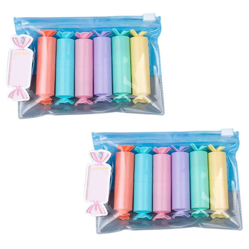 12Pcs Cartoon Candy Shaped Highlighters Clear Vibrant Fluorescent Ink No Smudge Compact Mini Markers for Reading Notes Studying