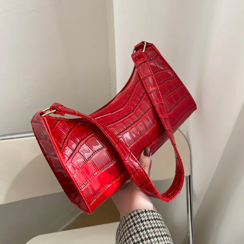 Alligator Pattern PU Leather Bag for Women Armpit Handbag Female Small Underarm Purse Shoulder Bag Women Hand Bag Purses