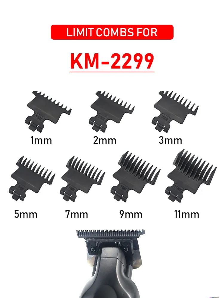 Für Kemei KM-2299 1 2 3 5 7 9 11mm Professioneller Haarschneider mit Längenbegrenzungs-Kammsätzen, Friseur-Haarschneidehilfe, Barbier-Zubehör