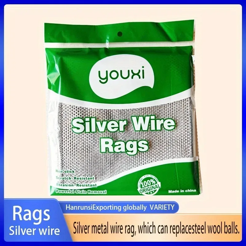 10 Steel Wires Dishwashing Cloth, Metal Wire Scrubbing Cloth Grid That Does Not Damage The Pot, Cleaning Cloth for Kitchen Stove