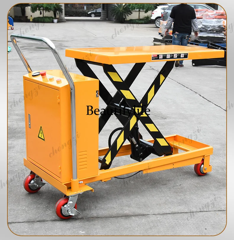 F182 Hydraulic Platform Mobile Hand Push Walking Lift Semi-Electric Scissor Lift Small Electric Hydraulic Cart