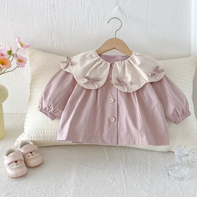 

Autumn New Fashion Baby Trench Coat Big Cotton Bow Spring Baby Girl Clothes Kids Jackets Girls Coats Infant Outer Wears Clothing