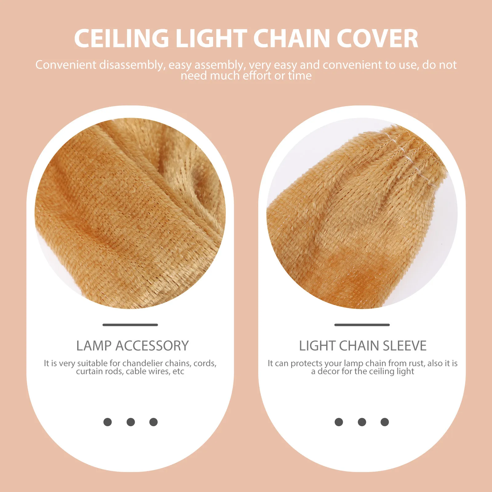 4Pcs Fabric Lamp Chain Sleeve Light Chain Cover for Ceiling Fixtures Rust Protection Simple Installation Cable Wire Decor