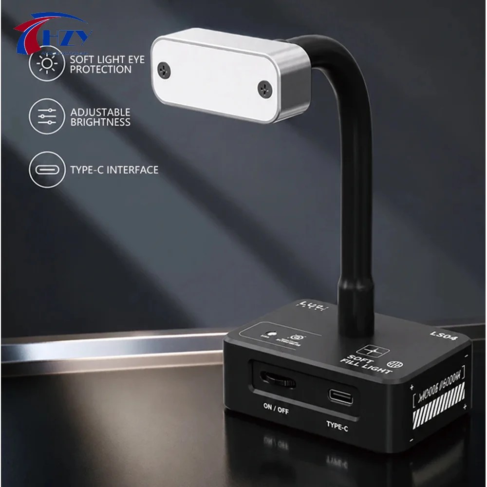 LUOWEI LW-LS04 Mini Chip Repair Fill Light Stepless Dimmable Soft LED Lamp Type-C Rechargeable for Phone Motherboard Repair