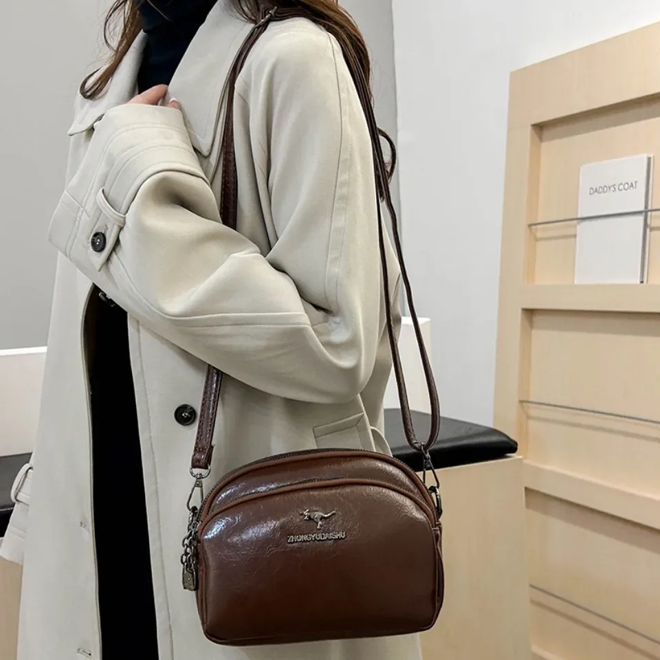 3-Layer Pockets Ladies Handbag And Purse Casual Totes Messenger Bag Fashion Leather Designer Crossbody Shoulder Bags For Women