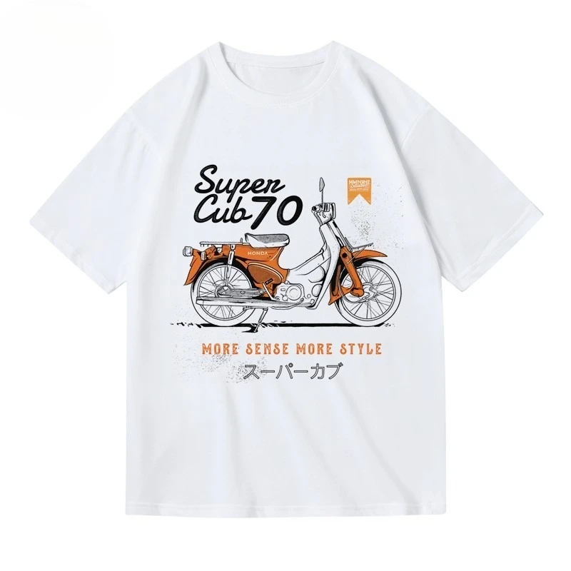 

Летняя повседневная велосипедная футболка в японском стиле в стиле ретро, японская Honda Young Beast с мотоциклетным принтом, короткая футболка с половиной рукавов для мужчин и женщин