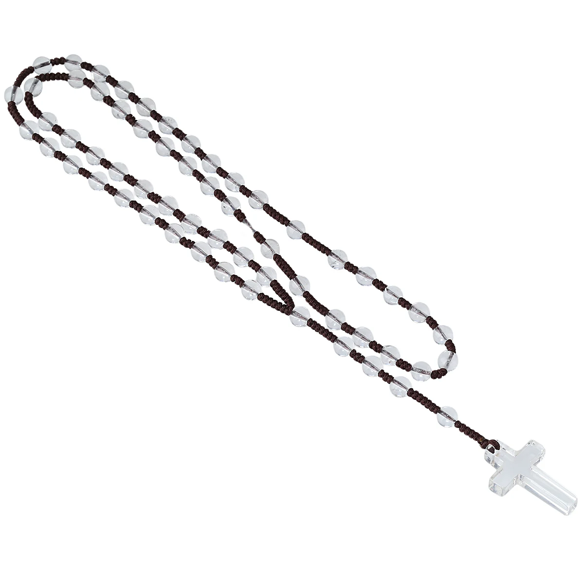 TUMBEELLUWA Natural Stone Cross Pendant Beaded Necklace for Men Women, Catholic Rosary Hand Knotted Necklace