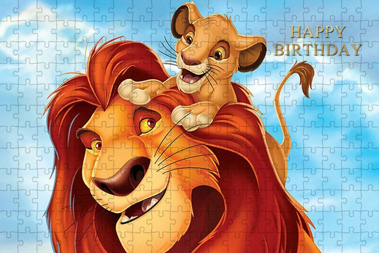 Simba-puzzle do rei leão dos desenhos animados para crianças, quebra-cabeça, jogo, presente de feriado, decoração, 300/500/1000 peças