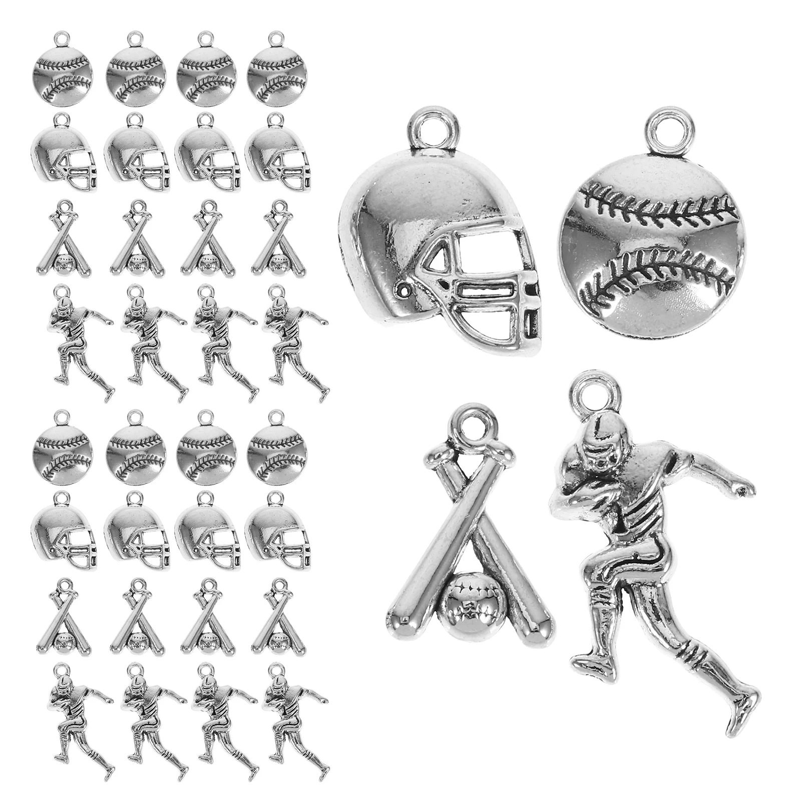 Metal Baseball Encantos para DIY Fazer Jóias, Pulseira Acessórios, Colar, Encantos, Pingente, Descobertas, 40 PCs