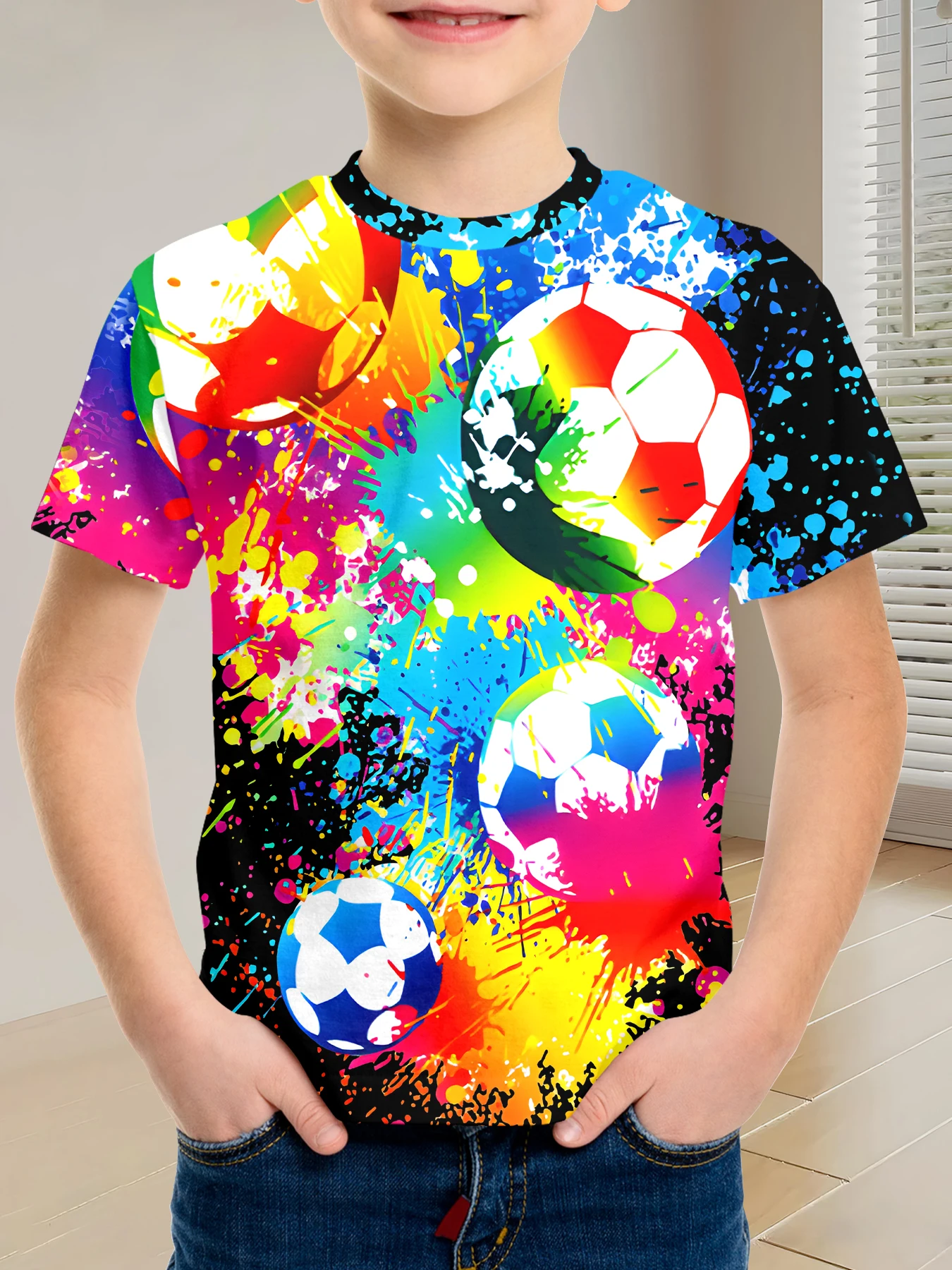 

Красочная футбольная футболка с граффити, яркий и детский стиль