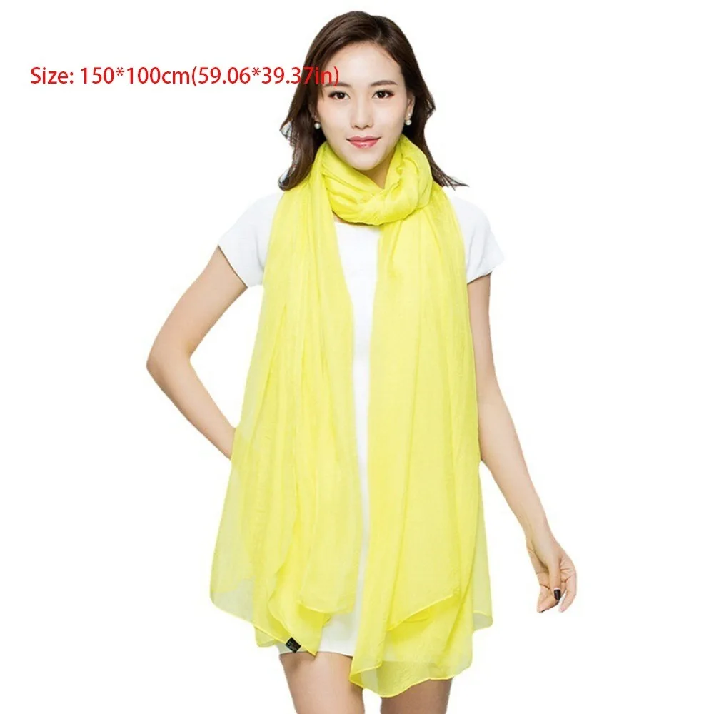 新しいシフォン生地スカーフ無地抗 UV ビーチスカーフマルチカラーソフトロングラップショールギフト