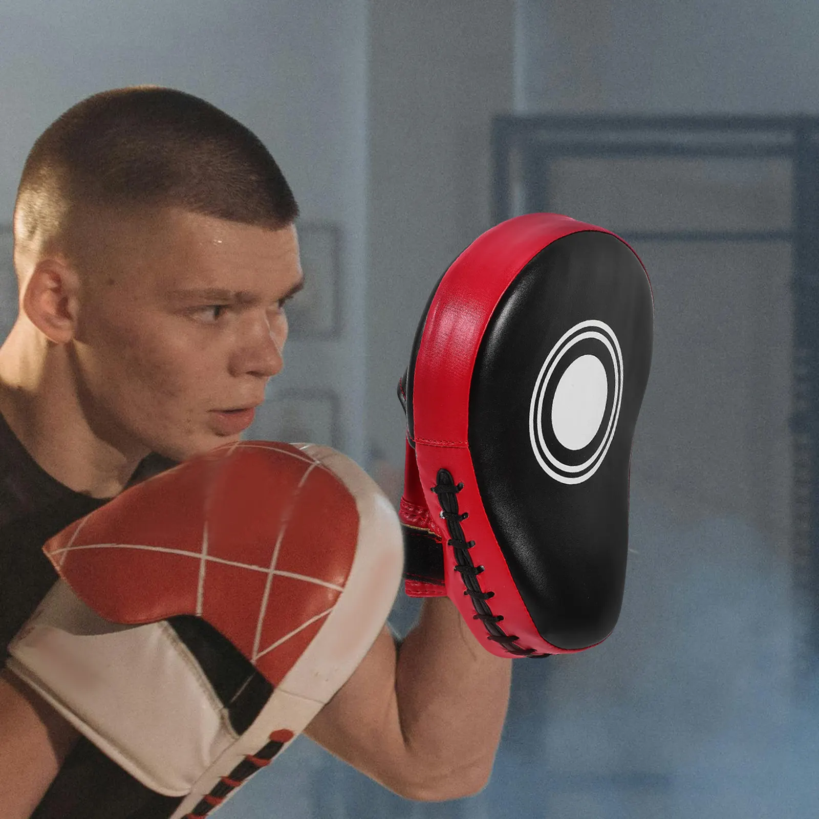 Boxing Training Pad Five Finger Focus Mitt PU Shock Absorbing Glove Adjustable Wrist Strap for Karate MMA