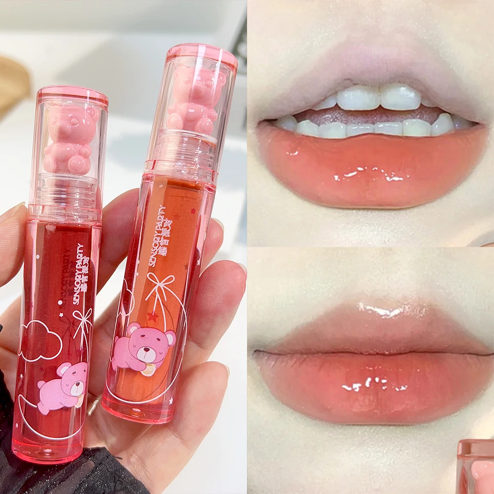 Espelho hidratante rosa vermelho brilho labial água luz geléia chá vermelho batom líquido à prova dwaterproof água duradoura lábio esmalte maquiagem cosméticos