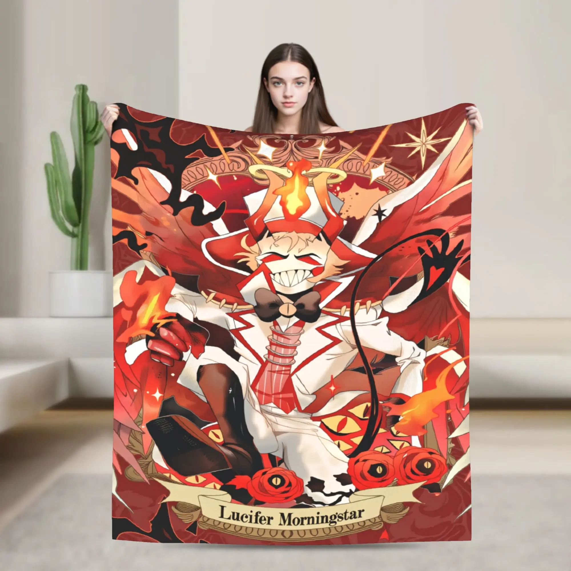 Hazbins Hotels Lucifer Flannel Blanket Spring Warm Soft Throw Blanket for Couch Bed Comfortable Bedspread Sofa Bed Cover