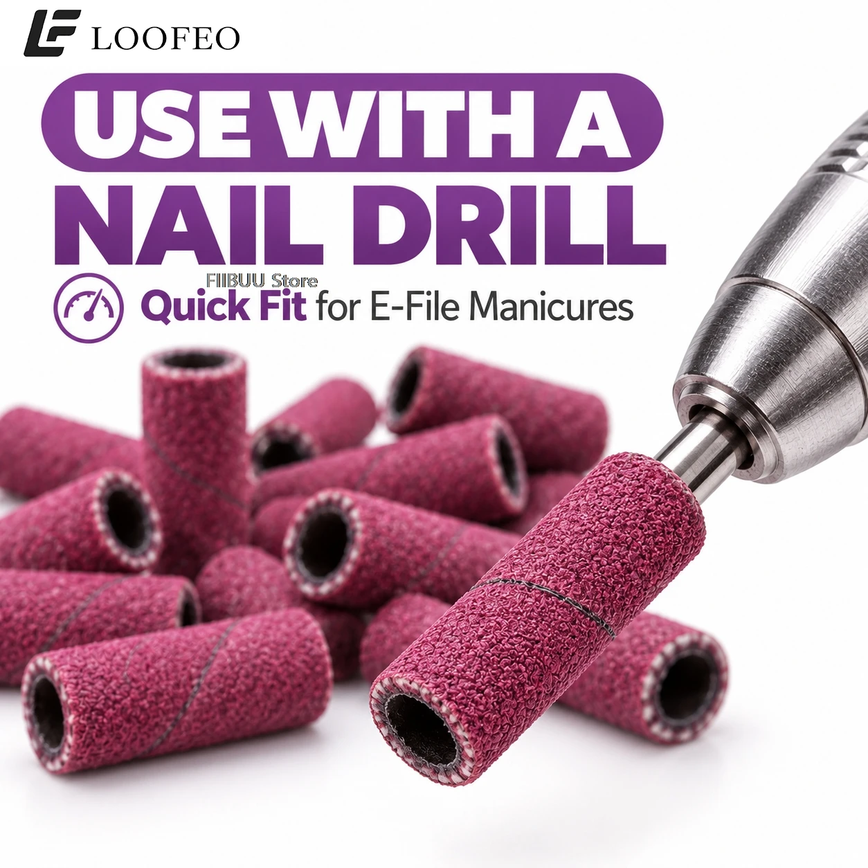 200PCS 3mm MiniNail Drill Sanding Bands Set 120/180/240 Grit Small Sanding Sleeves E-File Bits Nail File for Manicure Pedicure view 3