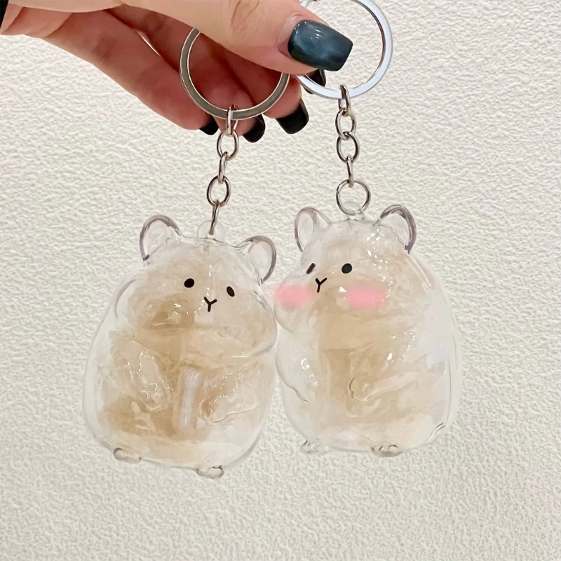 Acrylic Pet Hair Memorial Keychain Hamster Shaped Bottle For Storing Hair Teeth With Lock Feature