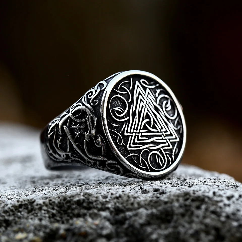 Steel Soldier Wholesale Retro Viking Triangle Ring Mens Jewelry Accessories Stainless Steel Ring