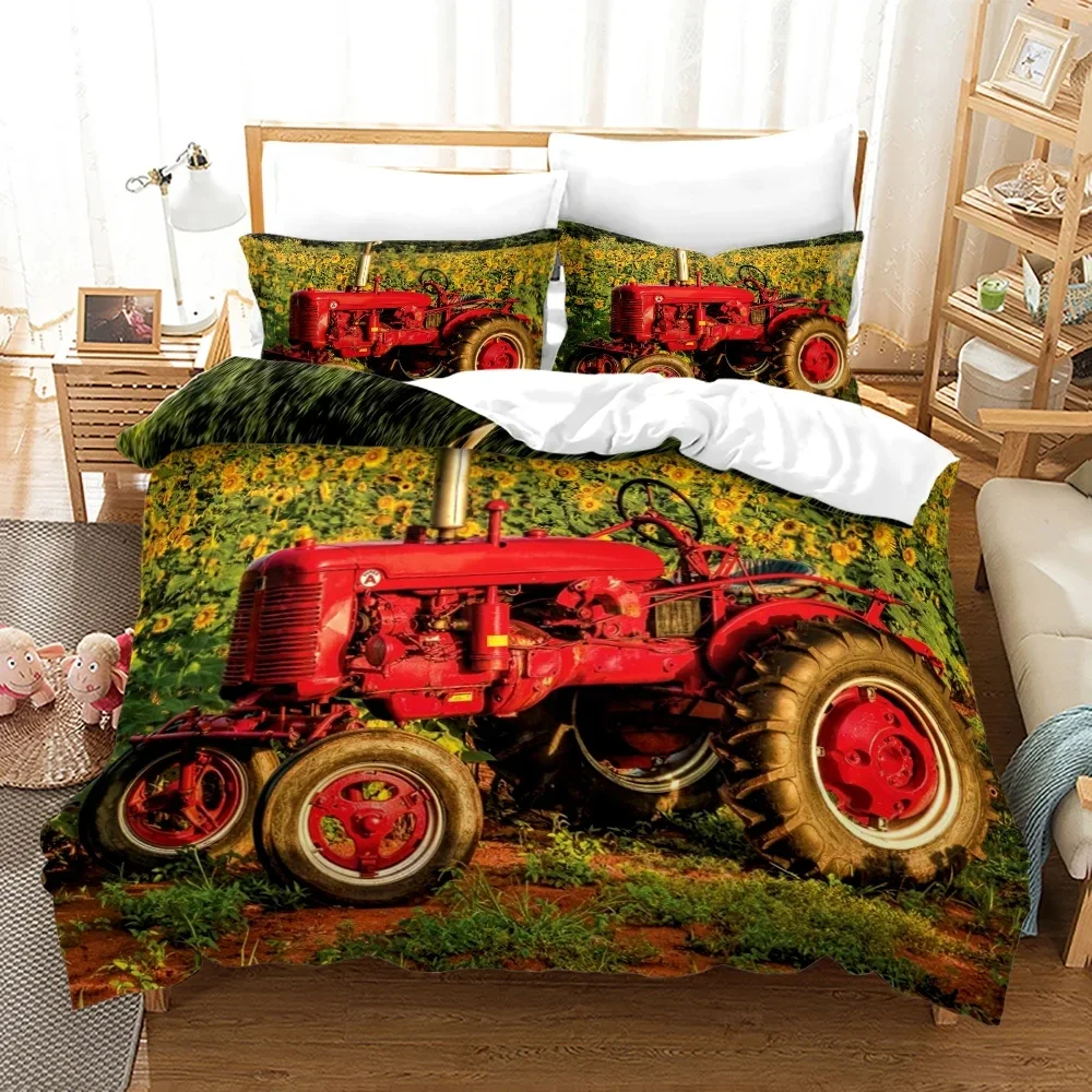 

3D Print Tractor Bedding Set,Duvet Cover Comforter Bed Set Quilt Cover Pillowcase,King Queen Twin Size Boys Girls Adults