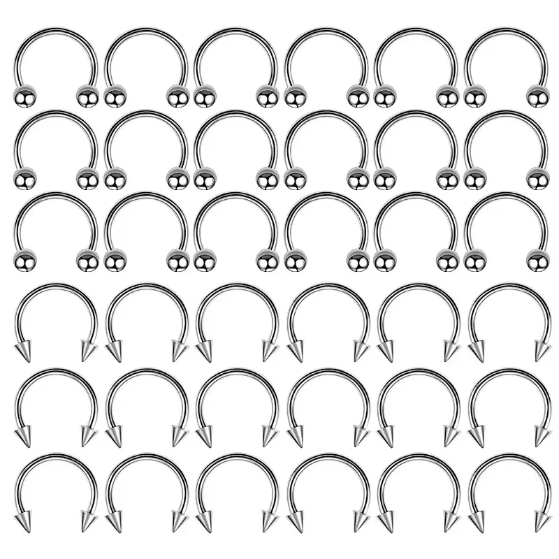 36PCS Stainless Steel Horseshoe Septum Piercing Lot Horseshoe Nose Piercing Ring Bulk Fake Nose Ring Horseshoe Earring Cartilage