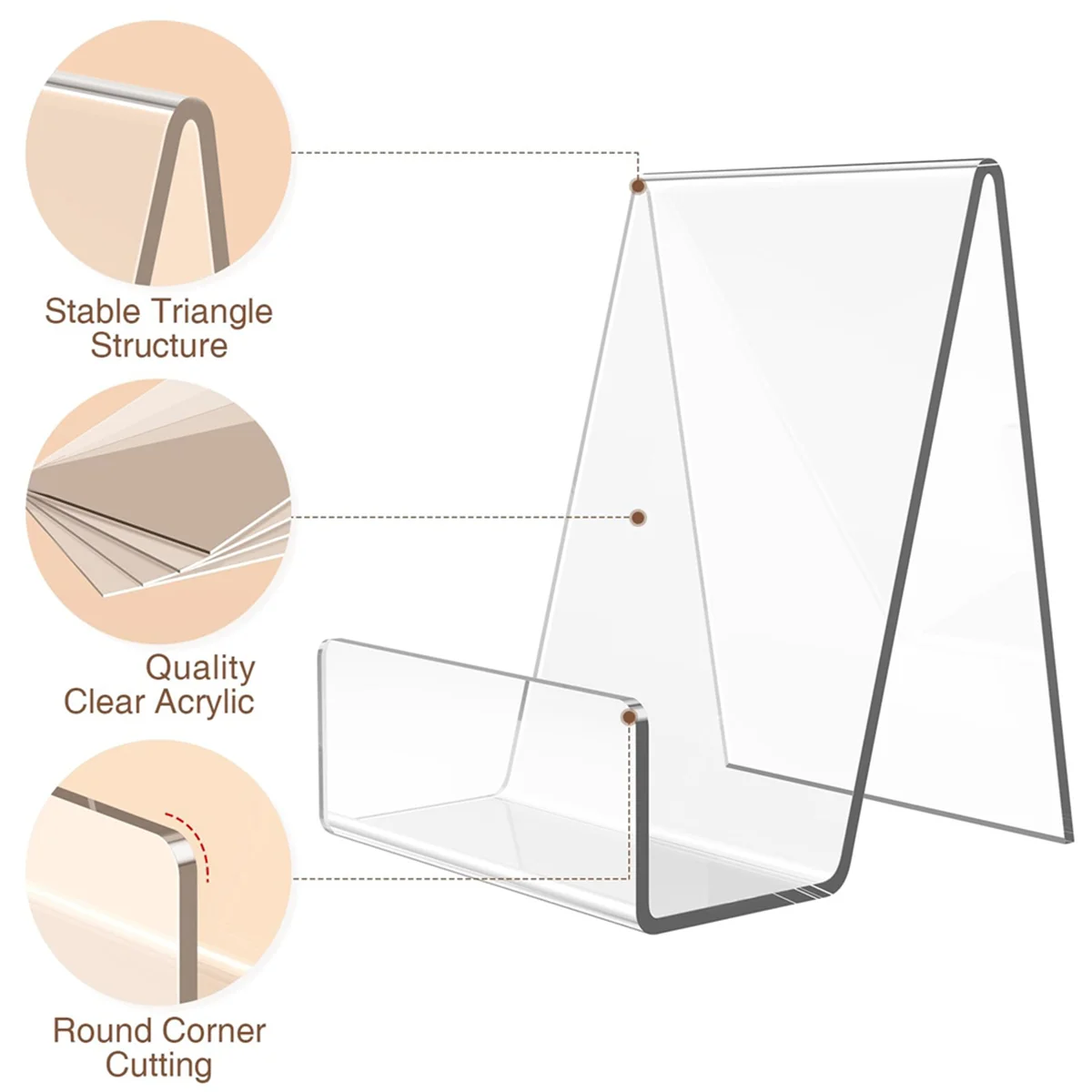 Confezione da 5 supporti per libri in acrilico, supporto per libri per display, supporto per cavalletto trasparente per display, supporto per display per cartoline, CD, cornice