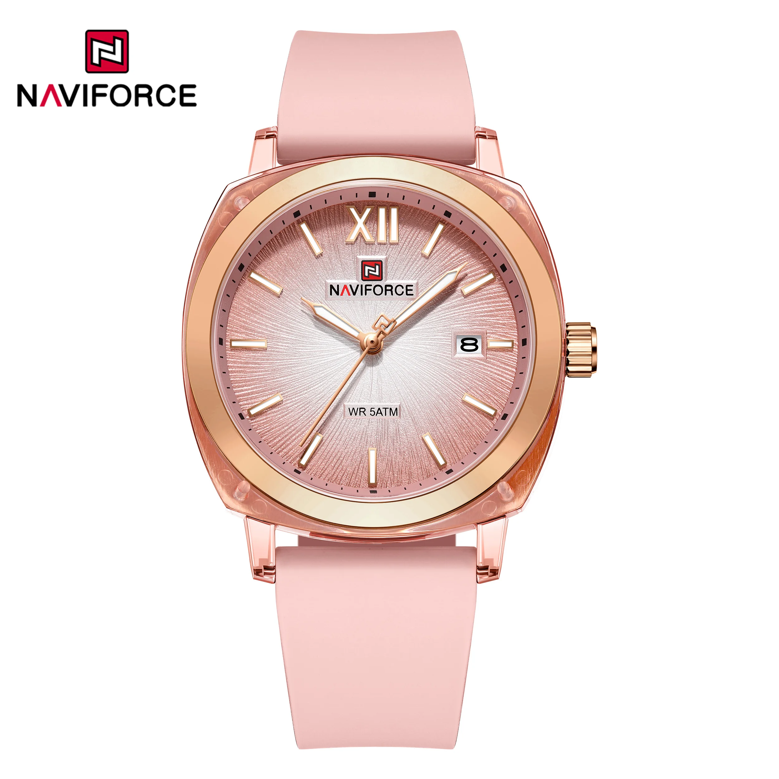 NAVIFORCE 6111 Elegant Quartz Wacthes for Woman Simple Luminous Clock Waterproof Silicone Strap Fashion Casual Ladies Wrsitwatch