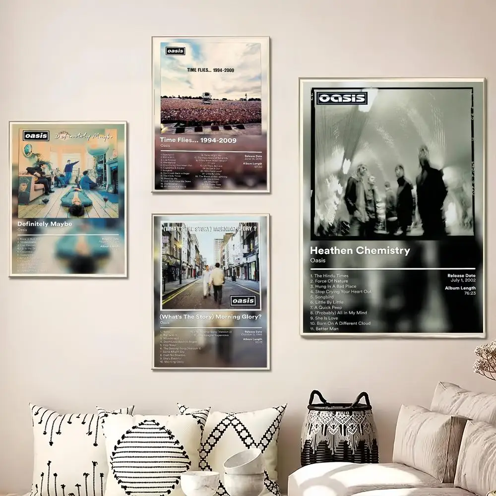 Rock Band Album O-Oasis Painting Calligraphy Canvas Poster Wall Art for Living Room Bedroom Cafe Decor Gift