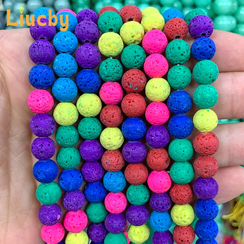 Mixed Color Volcanic Rock Natural Stone matte Lava beads DIY traditional Accessories 15