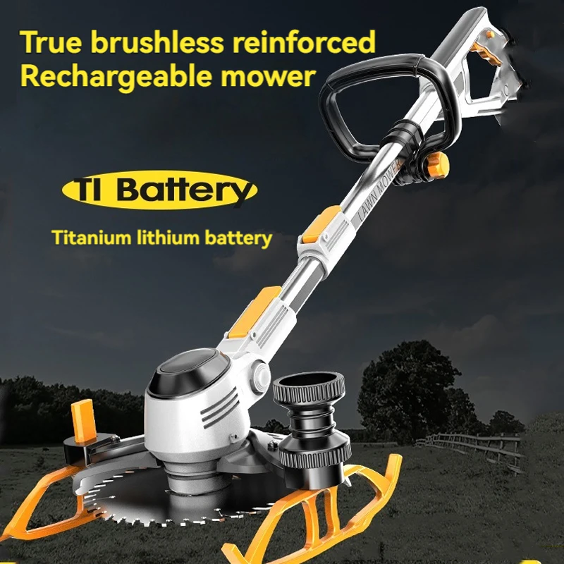 Cordless Electric Brush Cutter Retractable Home Stringless Weed Eater Trimmer Handheld Lawn Mower For Lawn Yard Garden