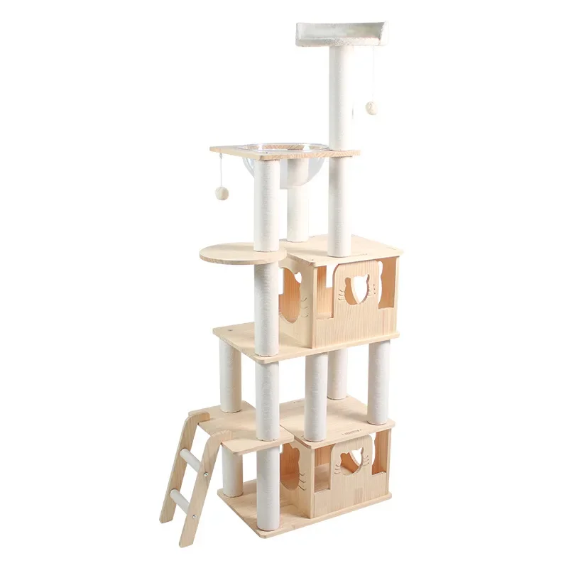 

Premium Solid wood cat climbing frame scratching board cat climbing frame solid wood for CTS-009