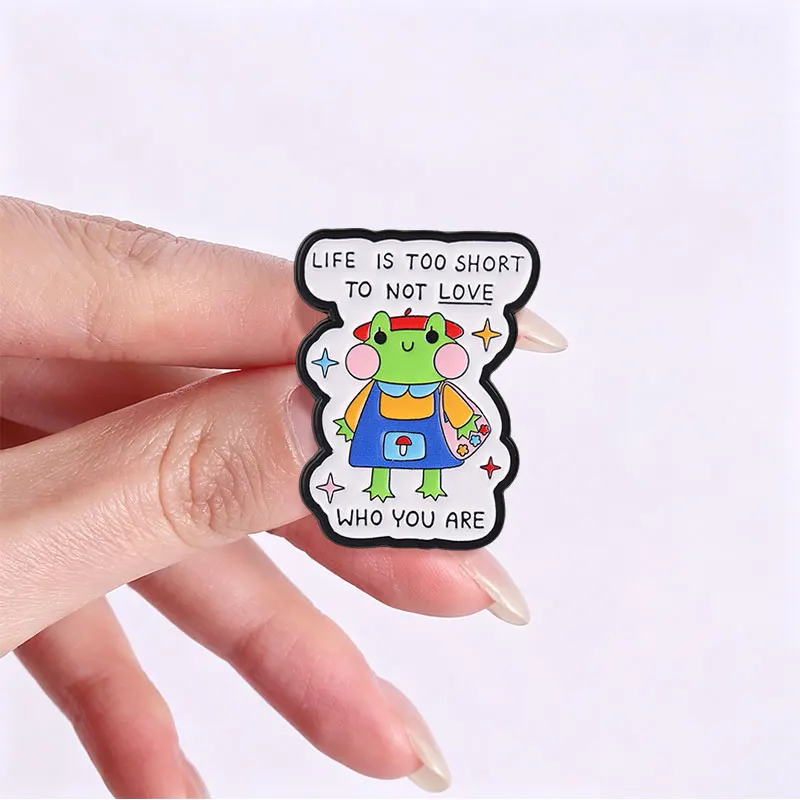 Mixed Slogan Animal Quote Enamel Badges Cute Frog Cat Dog Grenade Art Pins Inspirational Funny Metal Brooches Lapel Pin Gift