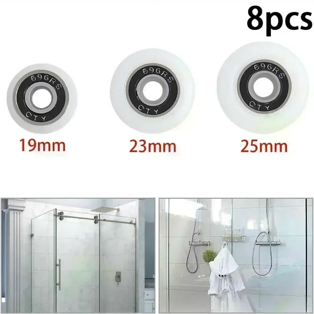 8PCS 19/23/25mm Old-fashioned Shower Room Pulley Bathroom Glass Sliding Door Wheel Accessories Wheel Roller For Shower Room