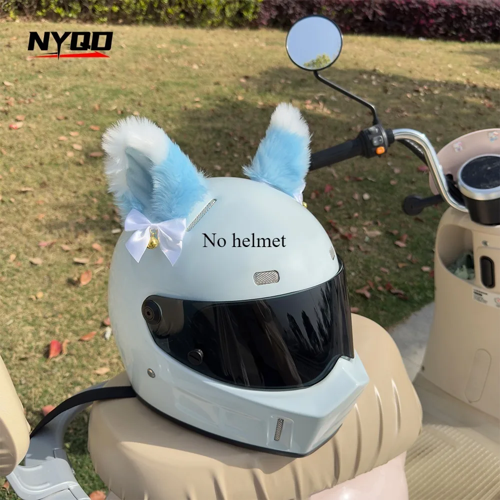 Cute Self-adhesive Motorcycle Helmet Decor Personality Cosplay Plush Cat Ears Smooth Soft Motocross Accessories