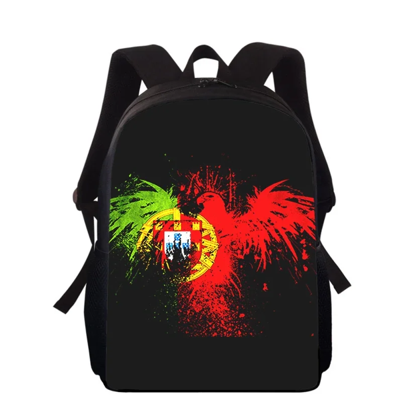 Portugal Flag 16" 3D Print Kids Backpack Primary School Bags for Boys Girls Back Pack Students School Book Bags