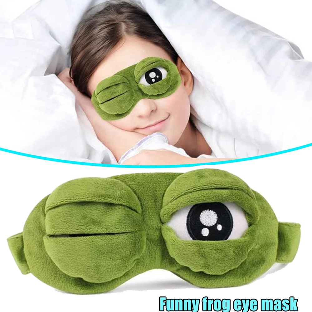 

3D Frog Sleep Mask Sad Frog Natural Sleeping Eyeshade Cover Shade Eye Patch for Women Men Soft Portable Blindfold Travel