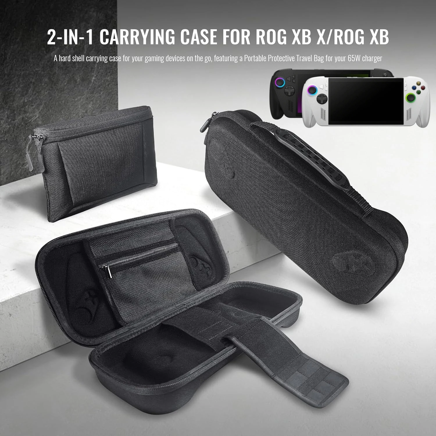 

2-in-1 Travel Carrying Case Compatible with ROG Xbox Ally Protective Hard Shell Carry Case ASUS ROG Xbox Ally X accessory pouch