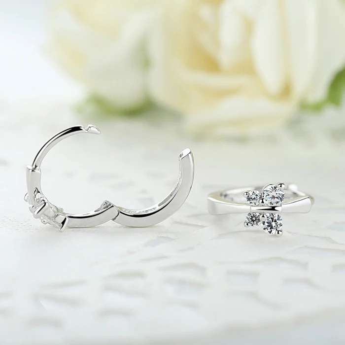 925 Silver Butterfly Zirconia Small Hoop Earring For Girls Child Wome Beautiful Aros Huggies Earring Jewelry image 6