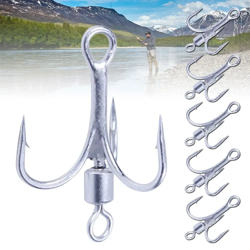 10pcs Fishing Treble Hook High Carbon Steel Reinforced Vibration Rotary Sequin Barb Fresh Water Seawater Tackle