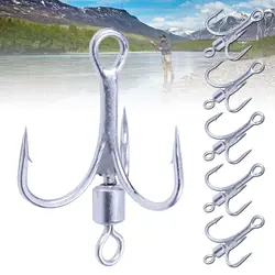 10pcs Fishing Treble Hook High Carbon Steel Reinforced Vibration Rotary Sequin Barb Fresh Water Seawater Tackle