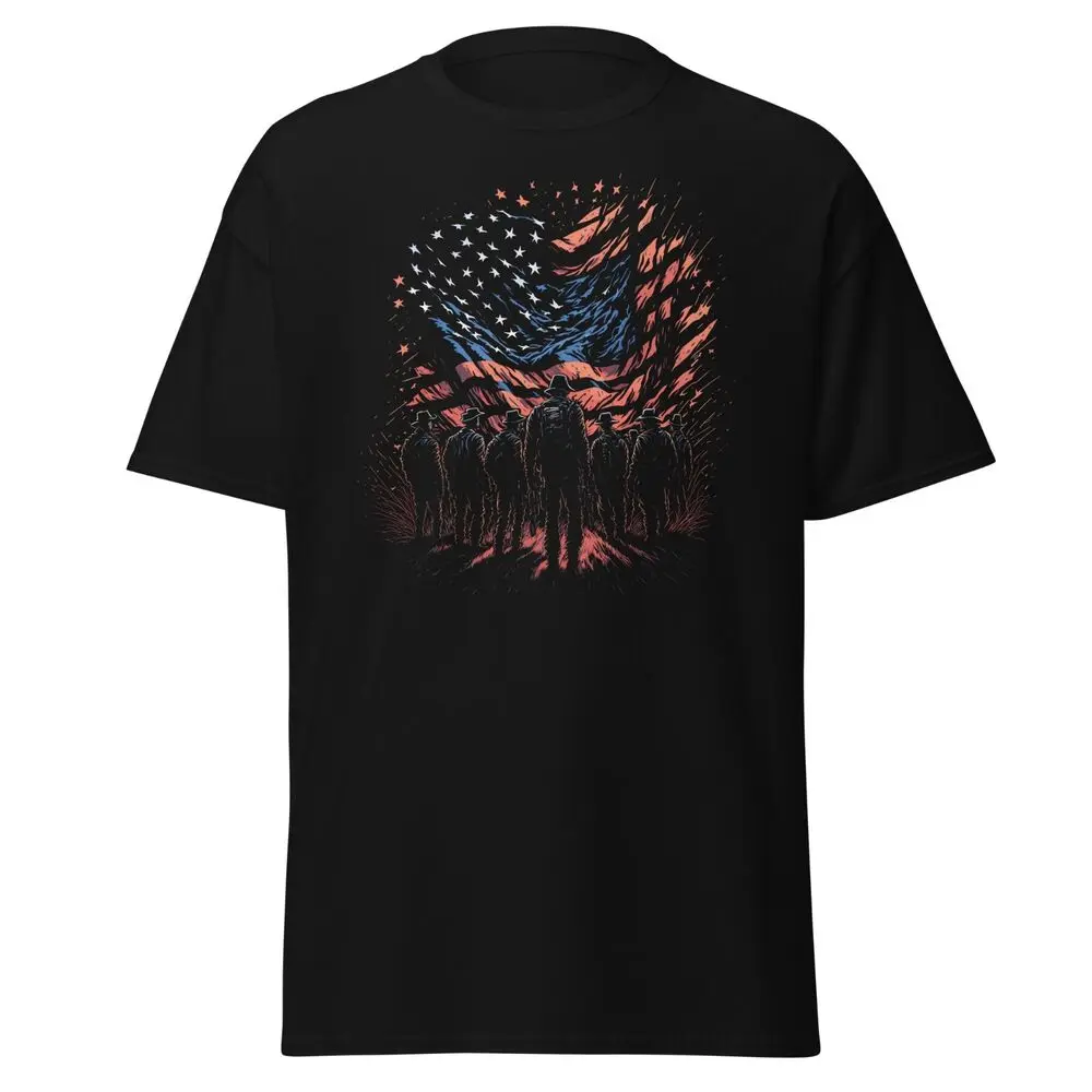 Memorial Day Us Flag Veterans Men's Cotton T-Shirt Patriot Veteran Tee