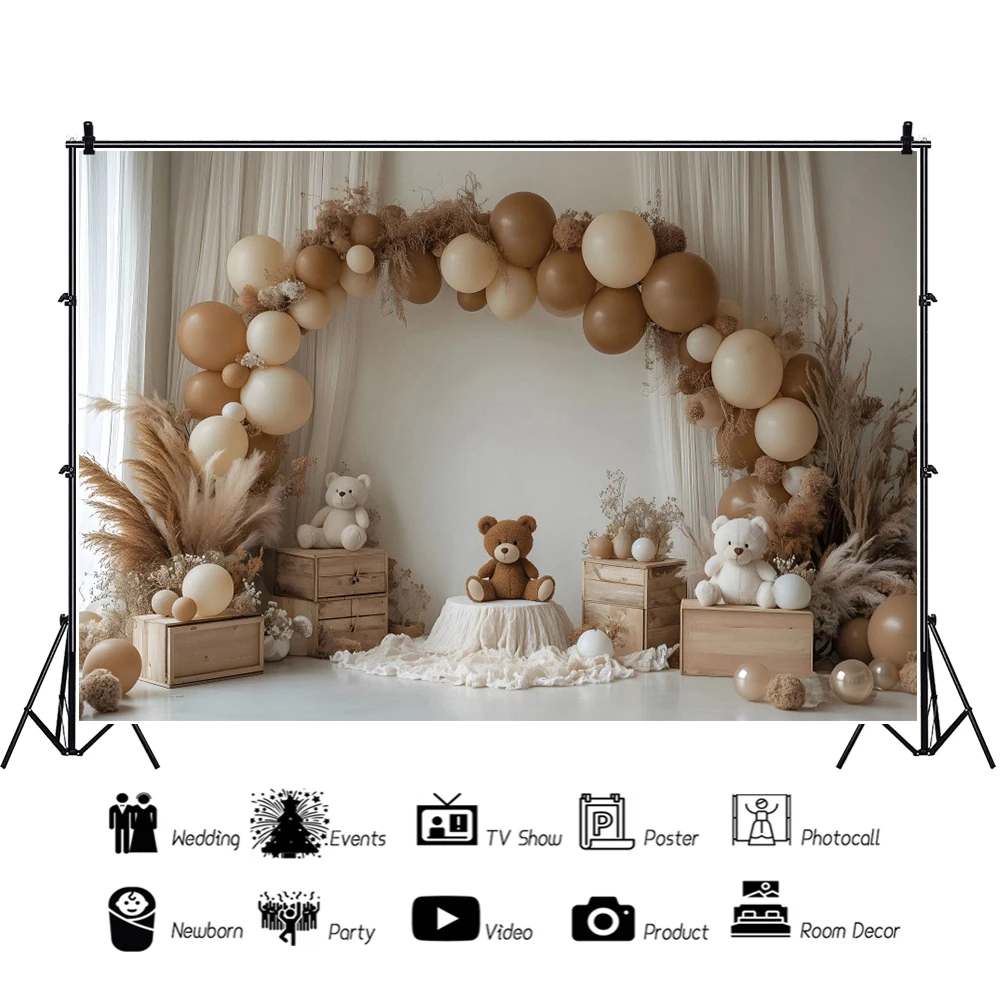 Ein Jahr altes Baby Geburtstag Hintergrund Spielzeug tragen weiße Luftballons Kinder Porträt Fotografie Hintergrund Kinder Baby Dusche Banner