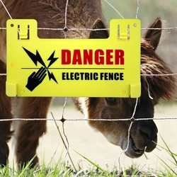 Double Sided Plastic Yellow Electric Fence Warning Signs For Farm House Pig Animals Poly Wire tape Big Size Danger Warning Signs