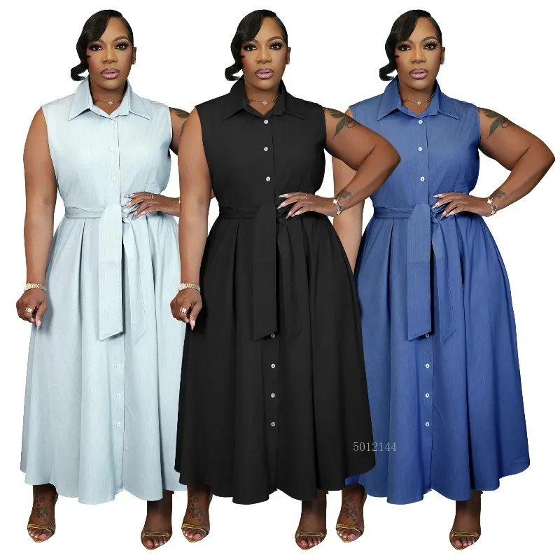 

XL-5XL Plus Size Clothes Dresses Women Robes Spring Summer Sleeveless Street Style Casual 3XL 4XL Big Size Maxi Dress Oversized