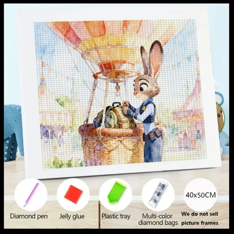 

1 шт. Disney Zootopia Judy Hopps Воздушный шар 5D Набор для алмазной живописи, полная дрель DIY Crystal Gem Art, милый мультяшный кролик Char