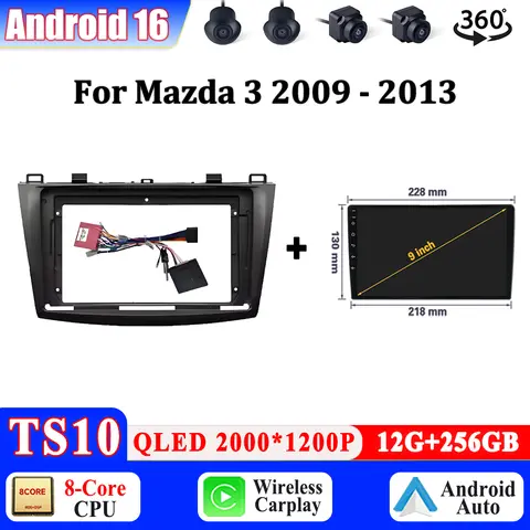 Android 16 Car Radio For Mazda 3 2009 2010 2011 2012 2013 Multimedia Player Carplay Stereo No 2 Din With GPS Head Unit WIFI BT